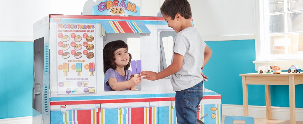 Kids playing at Melissa & Doug food truck