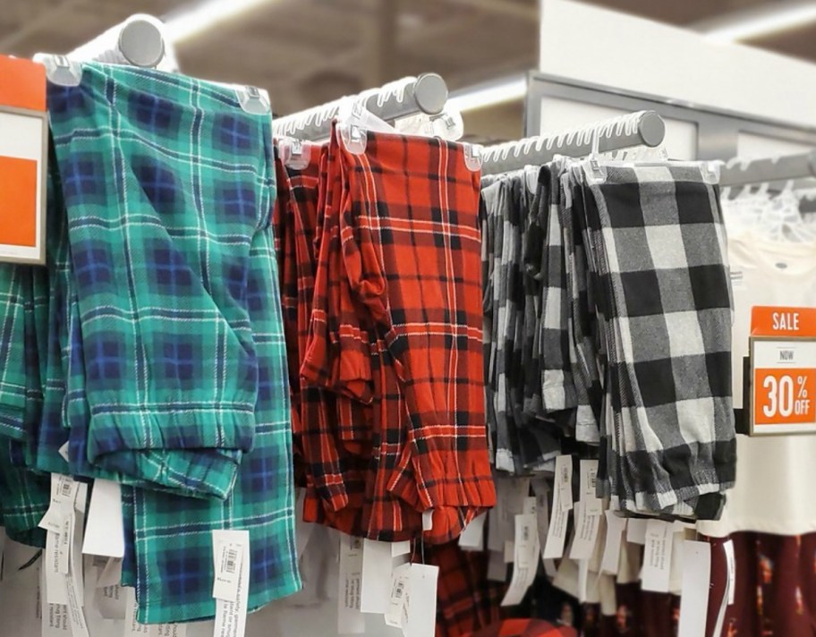 Three styles of plaid boys pajamas pants