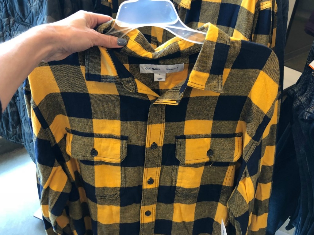 Old Navy Men's Flannel Shirt in Yellow and Black