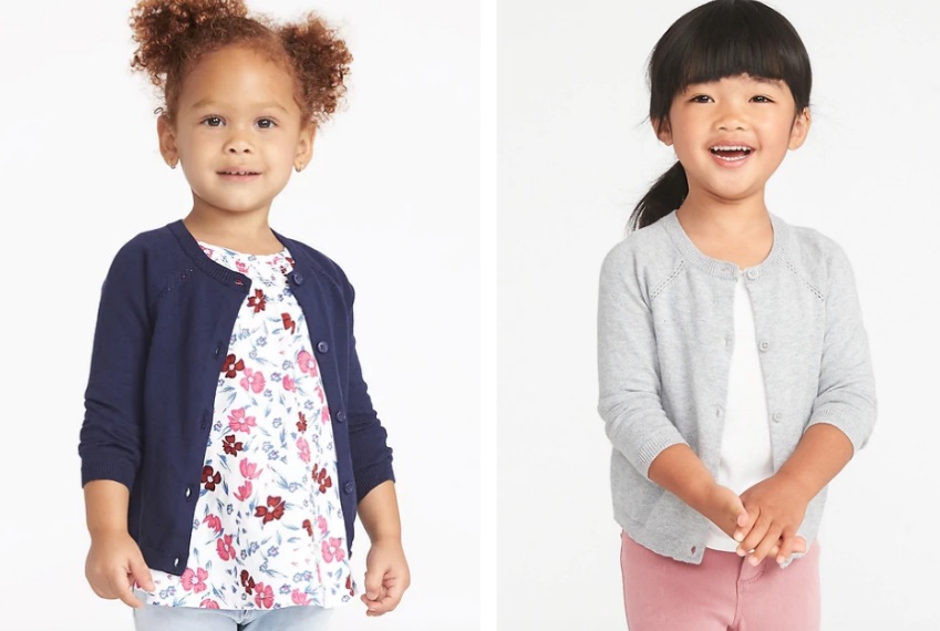 2 girls wearing Old Navy Toddler Cardigans