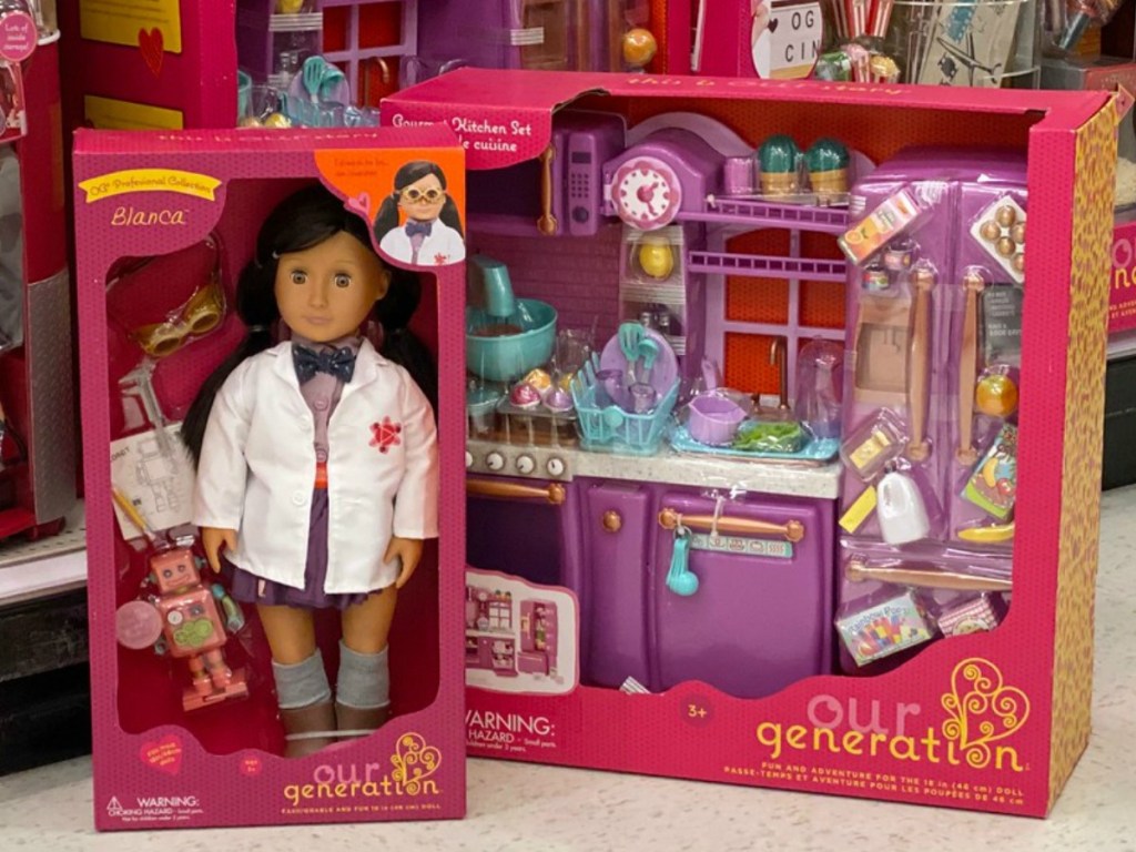 Our Generation Doll with playset on store floor