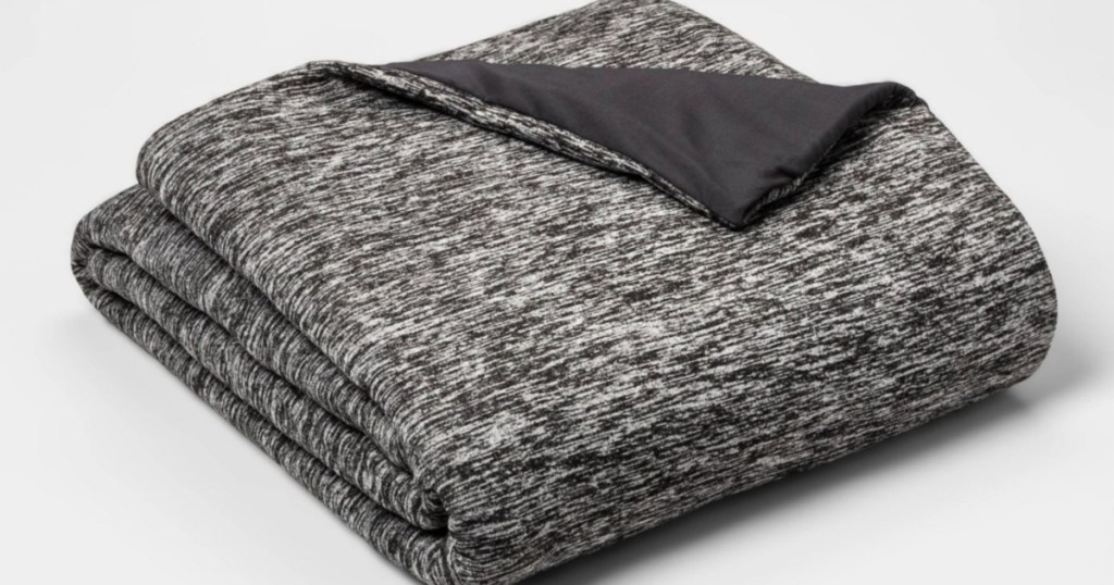 folded up room essentials gray and white weighted blanket