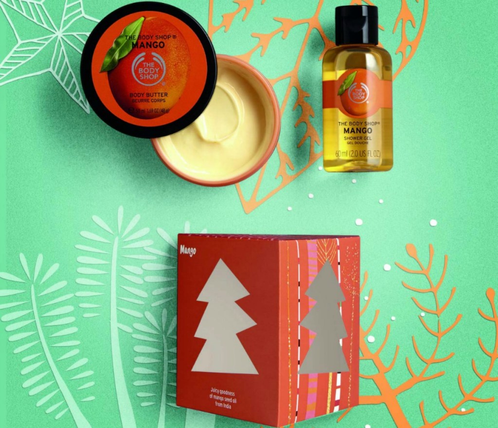 The Body Shop Mango Treats Cube Gift Set with mini shower gel and body butter