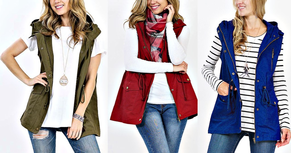 Women's Hooded Military Pocket Vest