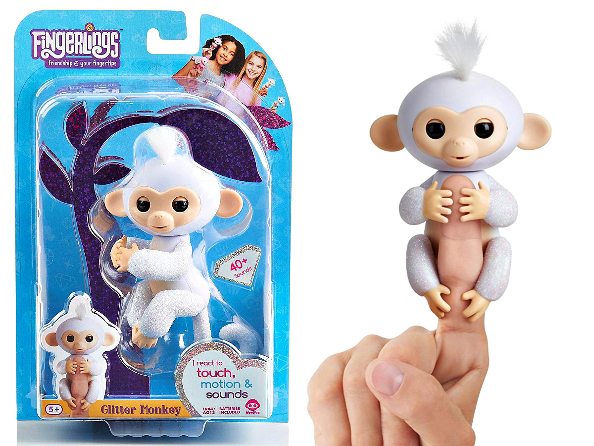 white glitter fingerlings monkey