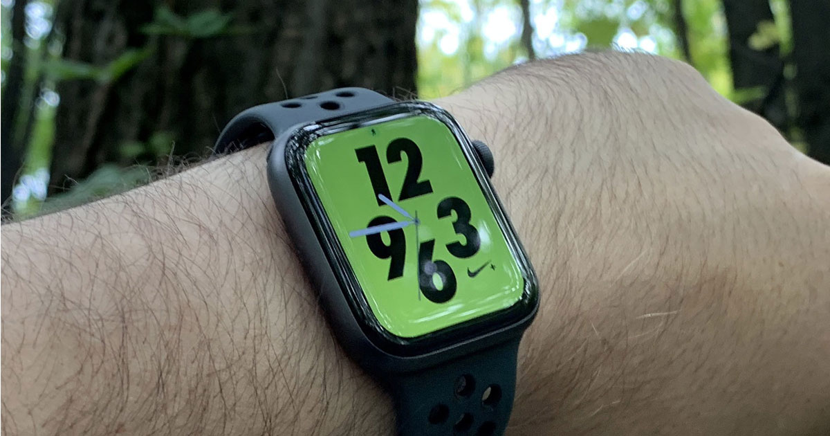 arm wearing a Apple watch with Nike+ 4 