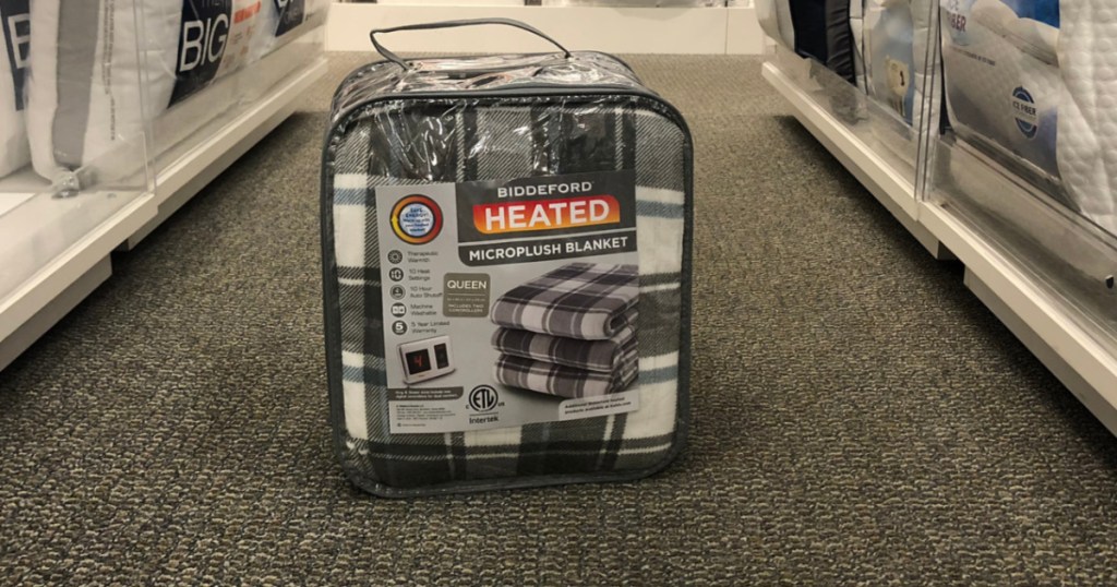 biddeford heated blanket on floor of kohls aisle