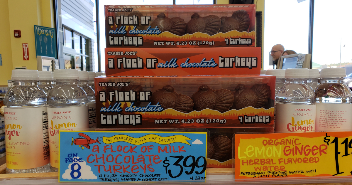 best Trader Joe's Thanksgiving foods - Flock of Milk Chocolate Turkeys at Trader Joe's