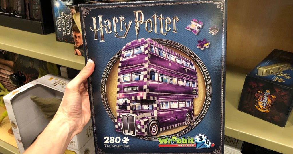 hand holding Harry Potter the knight bus wrebbit 3d puzzle