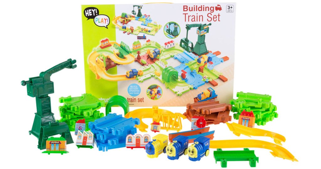 58-Piece Hey! Play! Toddlers Battery-Operated Adjustable Toy Train Set