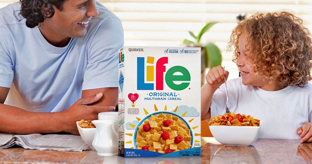 people by box of Life cereal