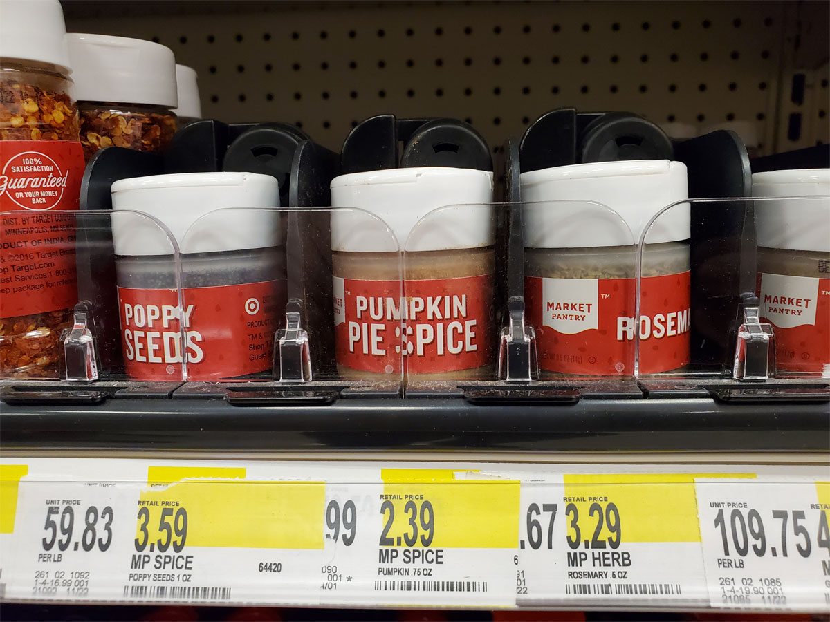 Market Pantry Pumpkin Pie Spice on a shelf at Target