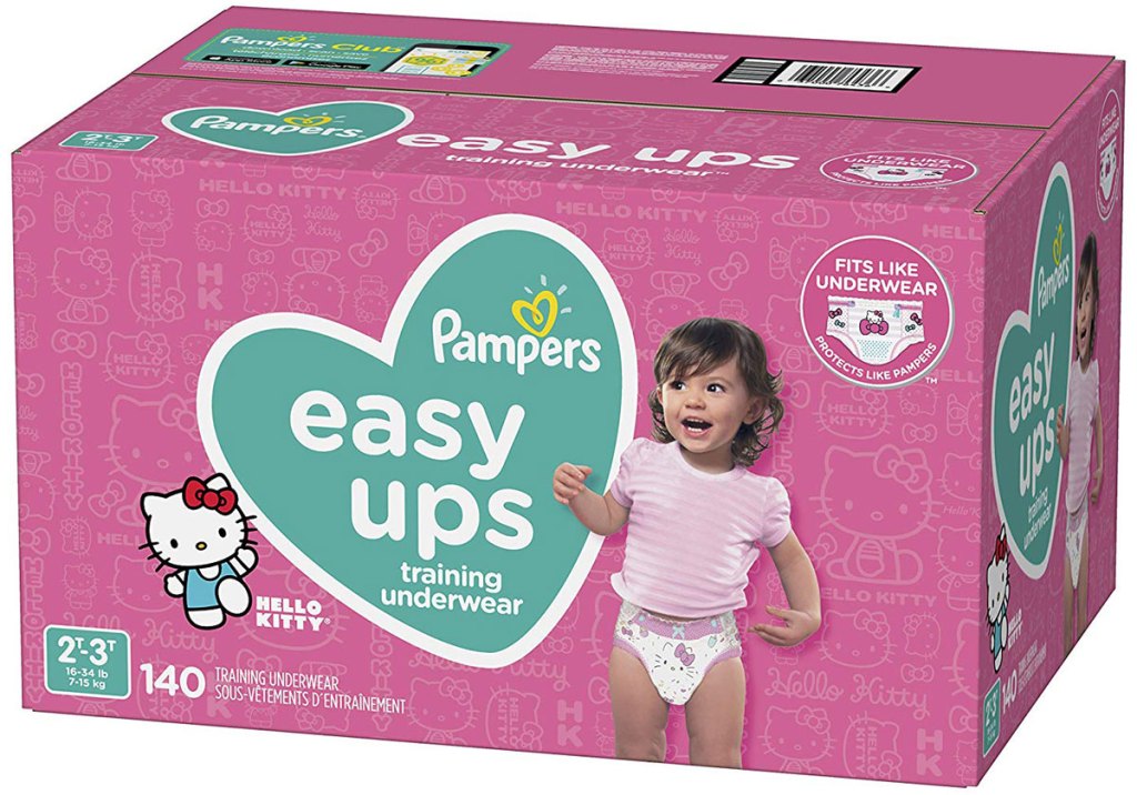 Pampers Easy Ups Pull On Disposable Potty Training Underwear for Girls, Size 4 (2T-3T) 140-Count