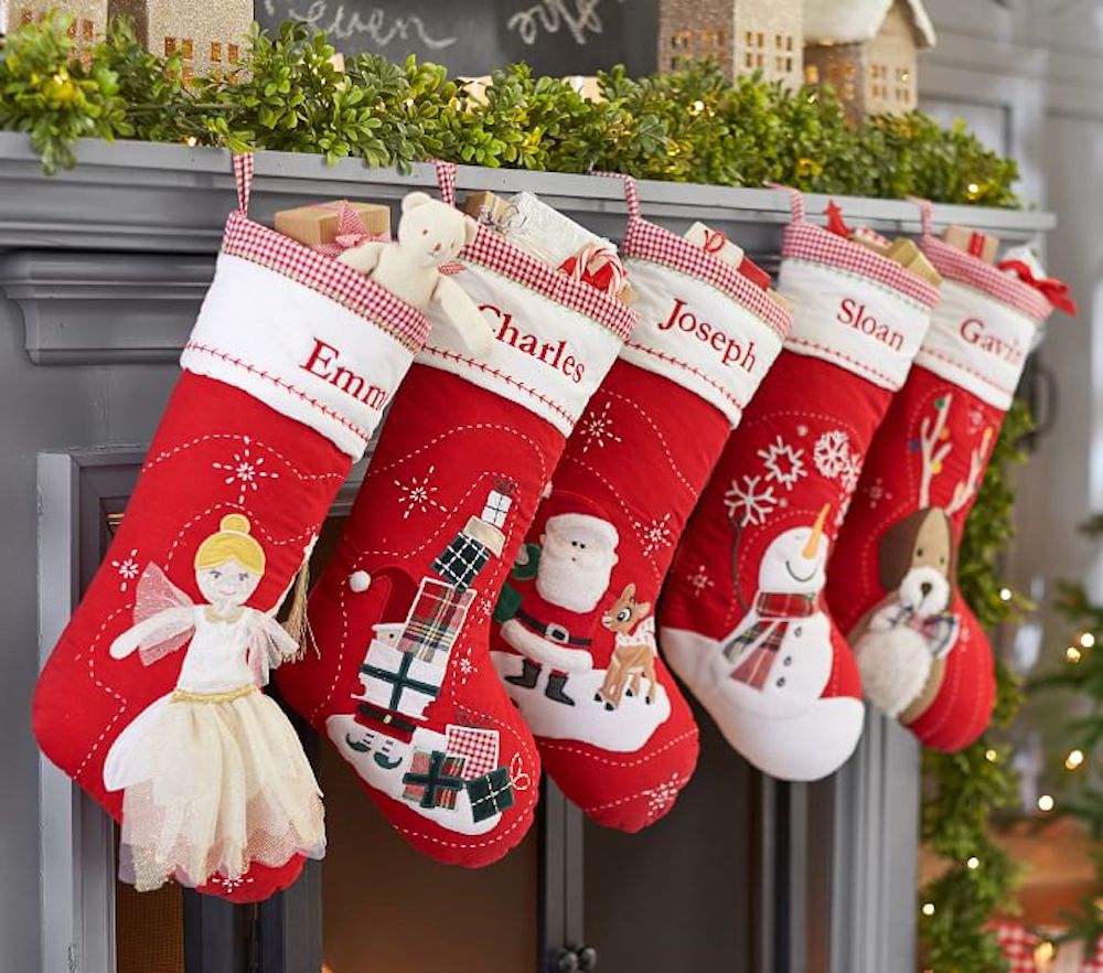 Christmas Stocking over mantel from Pottery barn