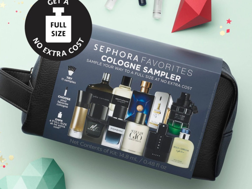 sephora favorites cologne sampler with green background