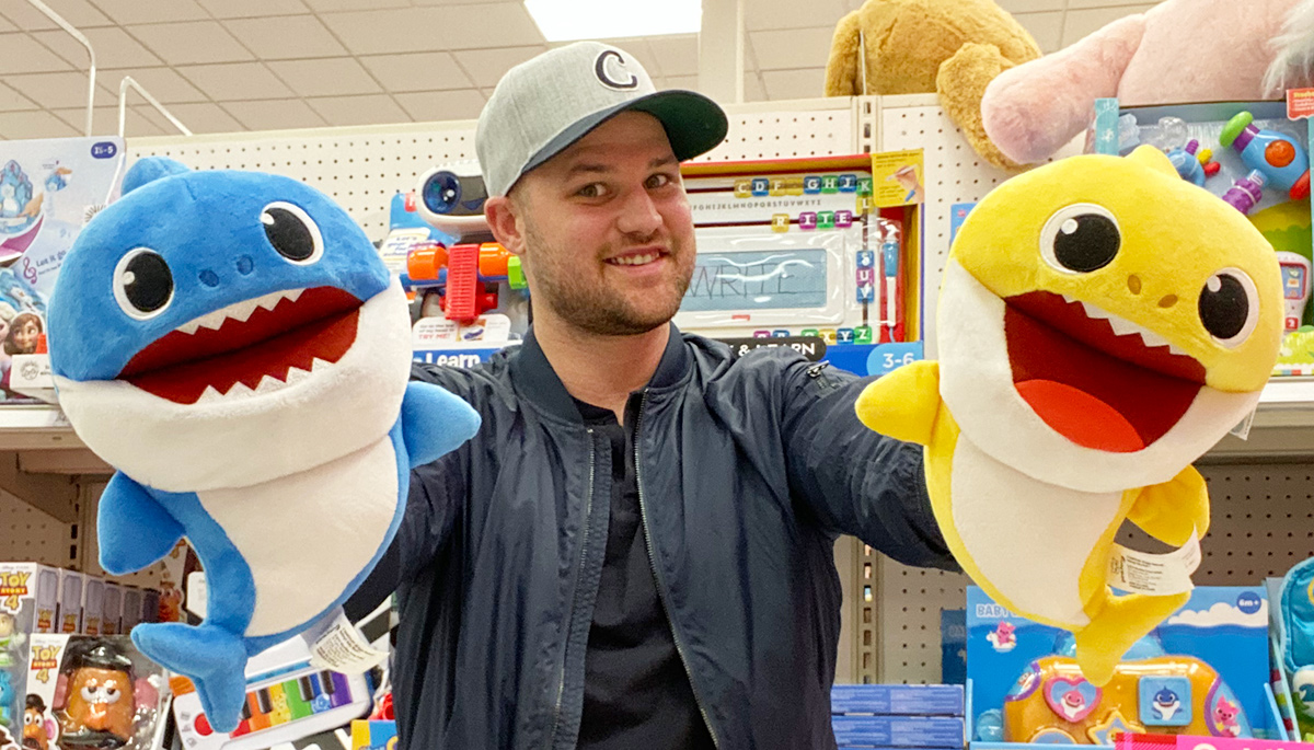 Stetson with Baby Shark puppet toys