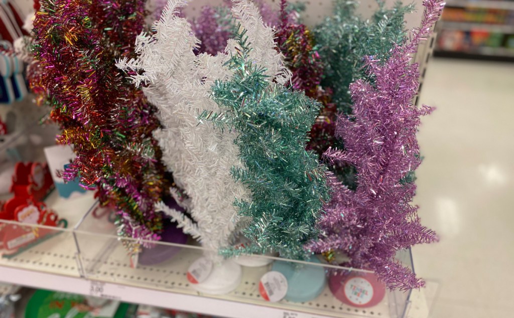 mini Tinsel trees at Target