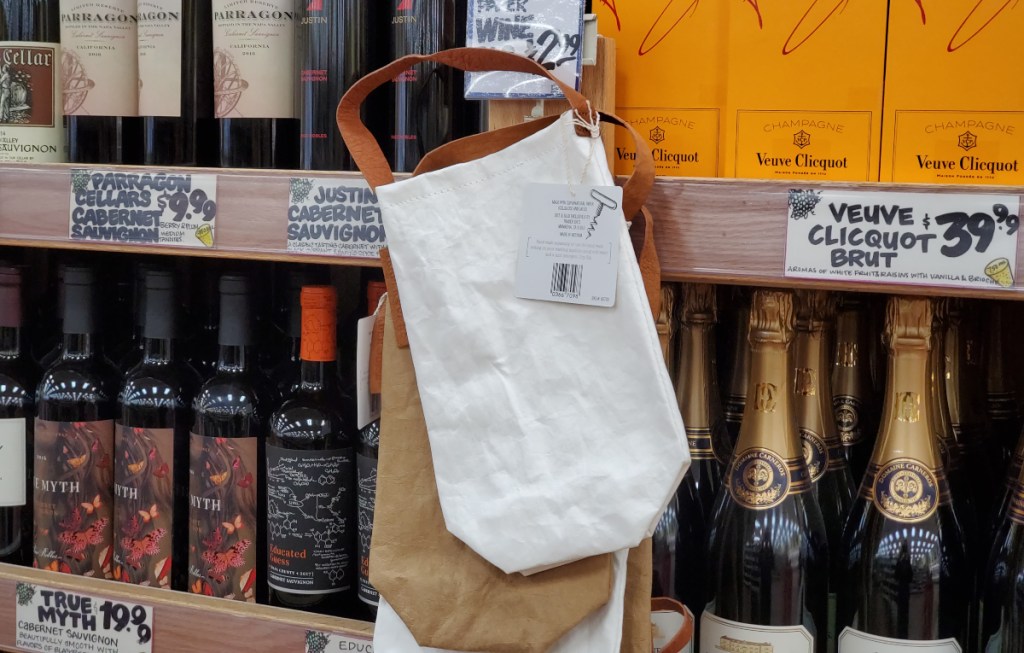 Washable paper wine bags at Trader Joe's