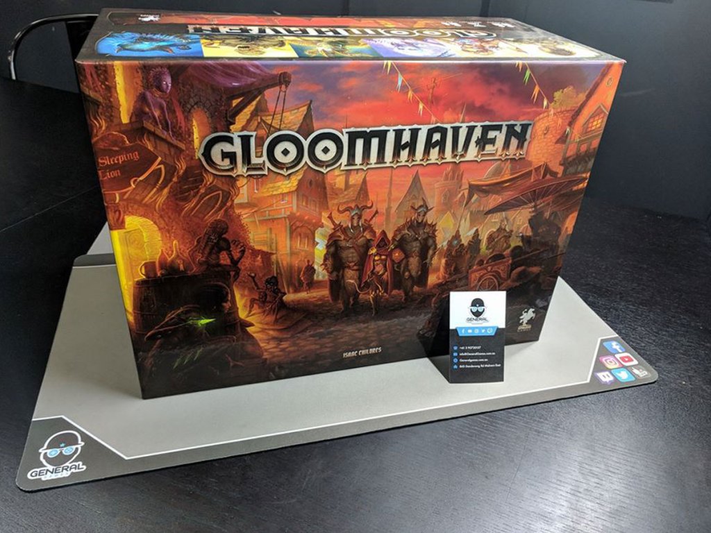 picture of Gloomhaven game on a table waiting to be played