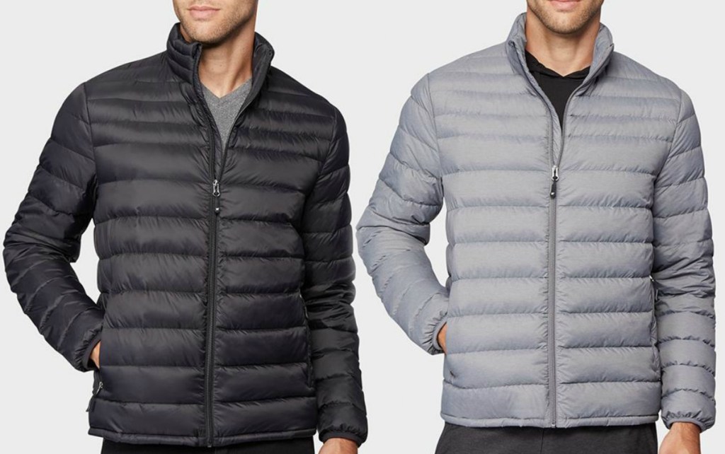 Two colors of men's down jackets