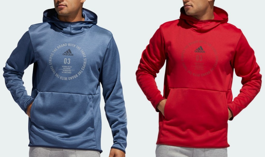 Two colors of men's adidas hoodies