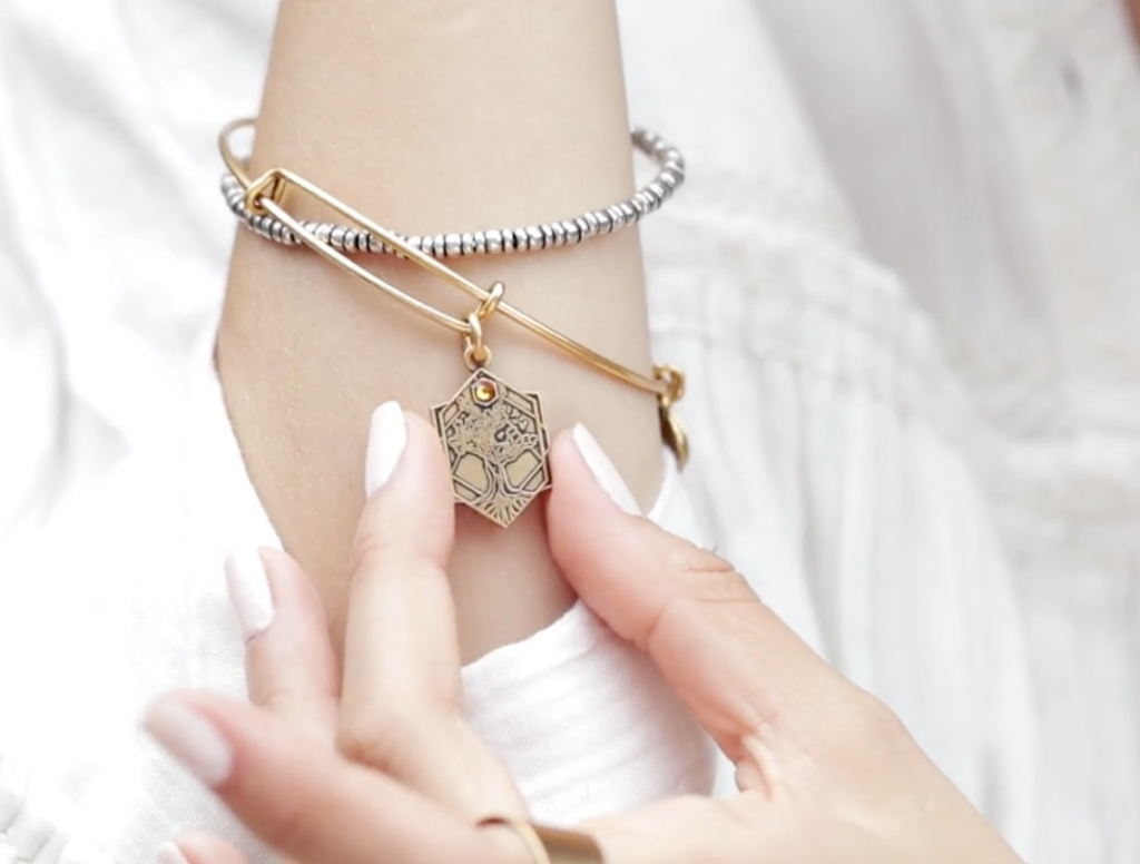 Tree of Life Bangle on a woman's arm