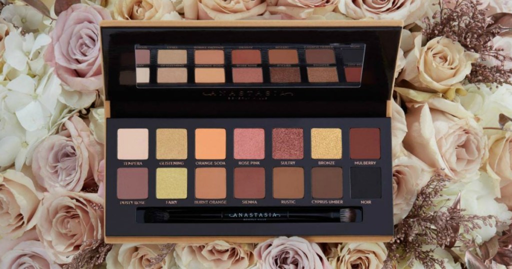 Anastasia Soft Glam Palette on top of roses