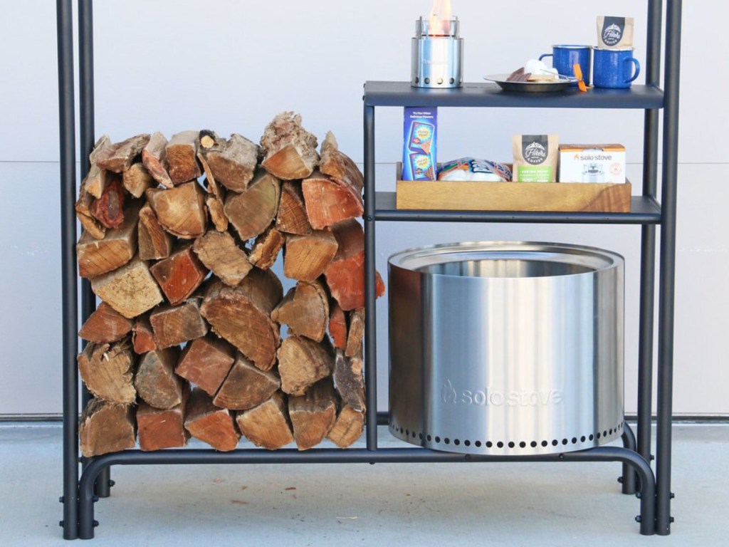 Solo Stove Station with wood stacked