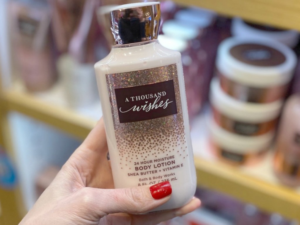 Bath & Body Works Lotion in bottle in-hand