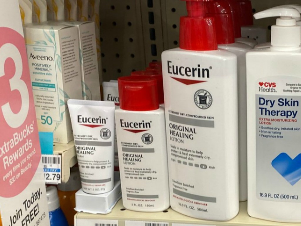 Eucerin Healing Lotion on display in CVS