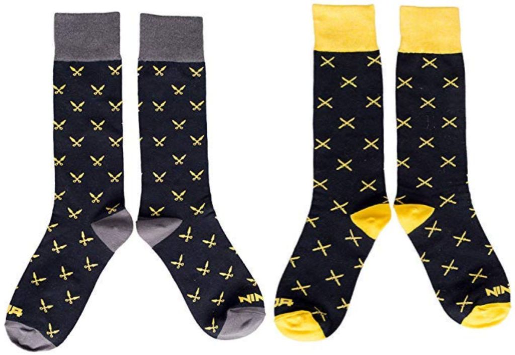 Fornite Ninja Socks in black and yellow and grey