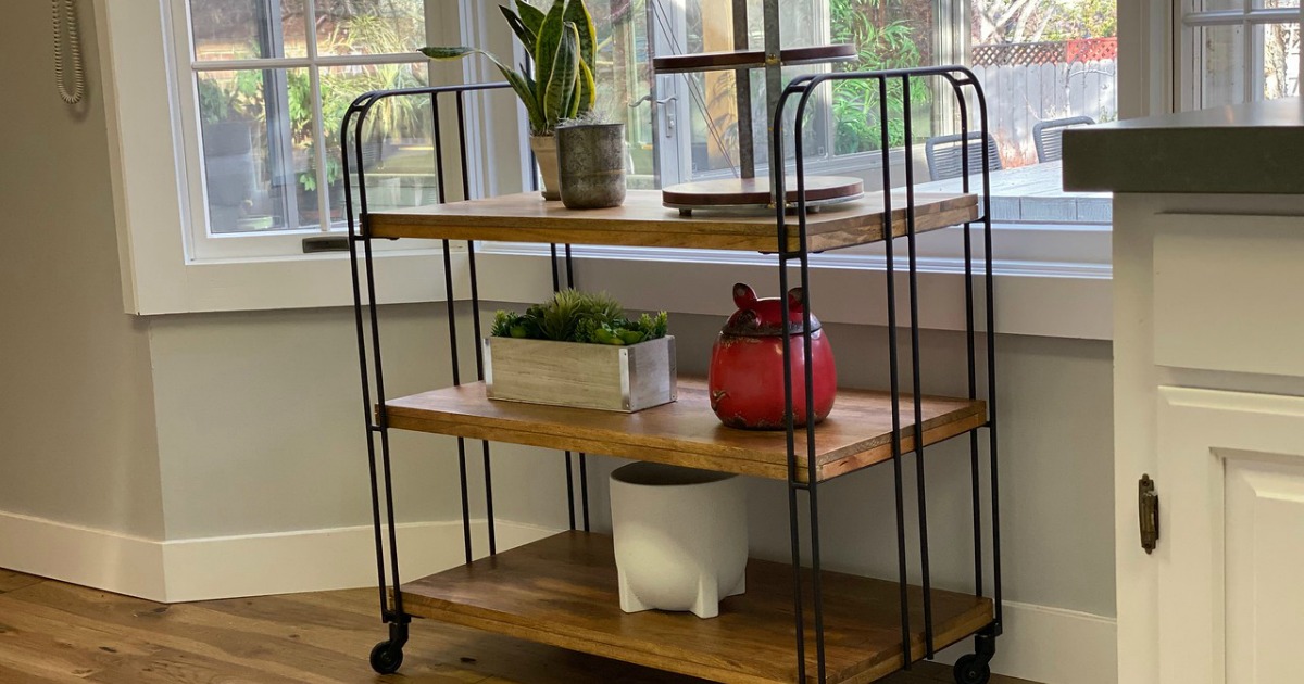 Magnolia Wood Metal Cart