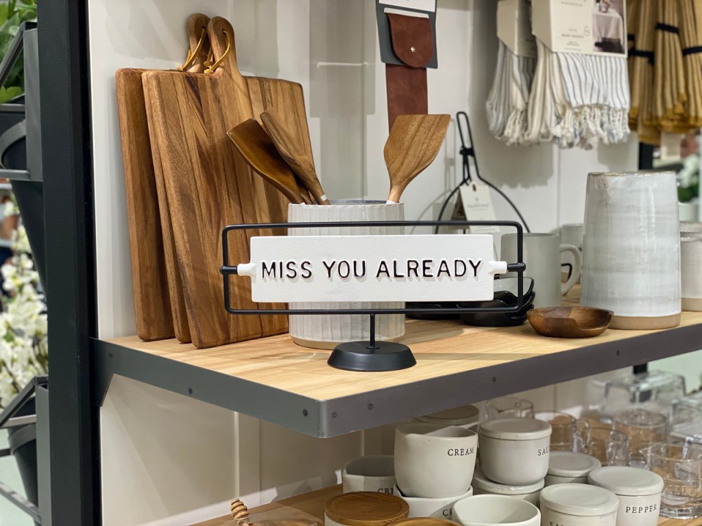 Miss You Already sign displayed in Target