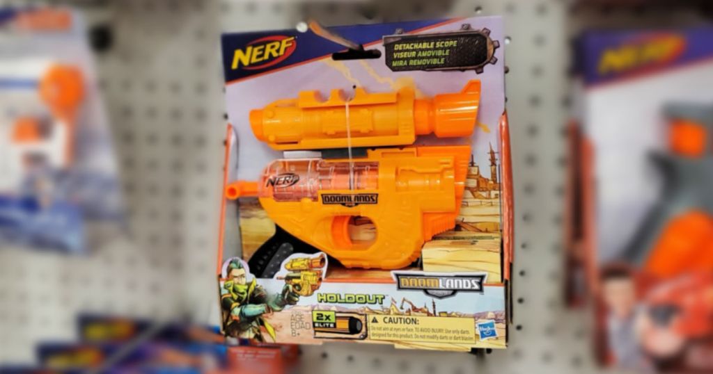 Nerf Holdout gun on shelf