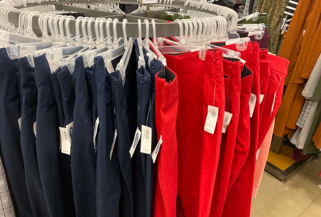 Old Navy Women's Pixie Pants on hangers at Old Navy