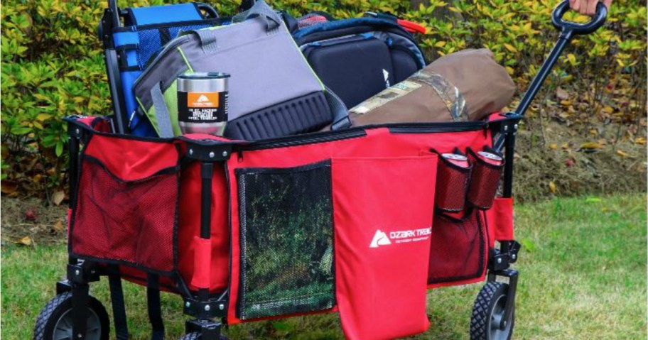 ozark trail wagon full of supplies in red