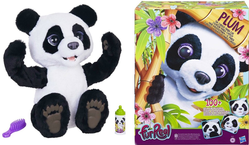 Plum FurReal Panda Plush Toy near package