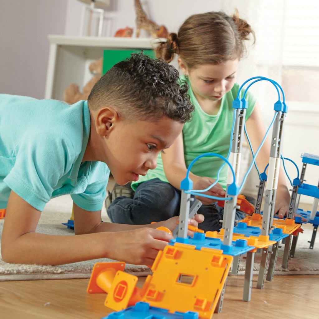 kids building a suspension bridge