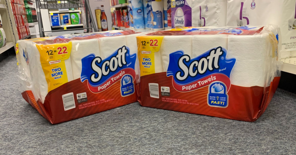 Scott paper towels on floor