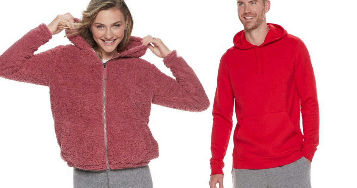 woman and man wearing Tek Gear Cozy Apparel stock images