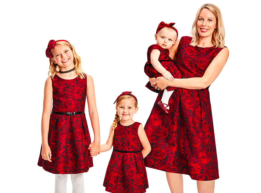 family wearing The Children's Place Matching Dresses