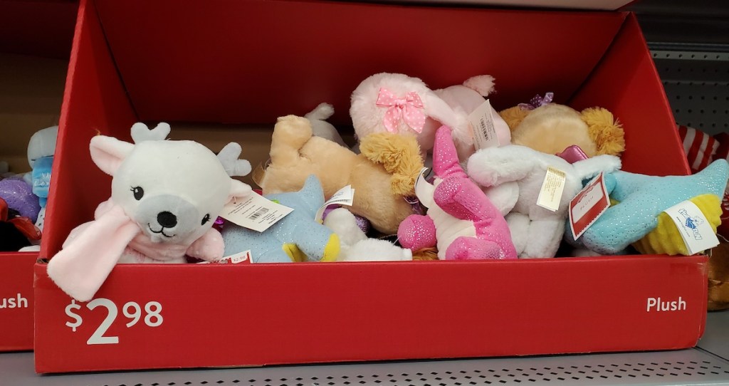 Walmart Holiday Plush in a box on shelf