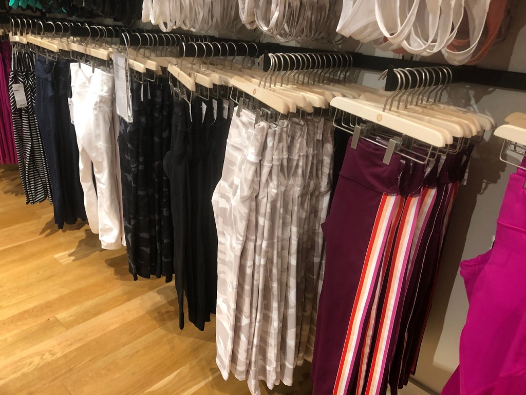 athleta leggings on display in store