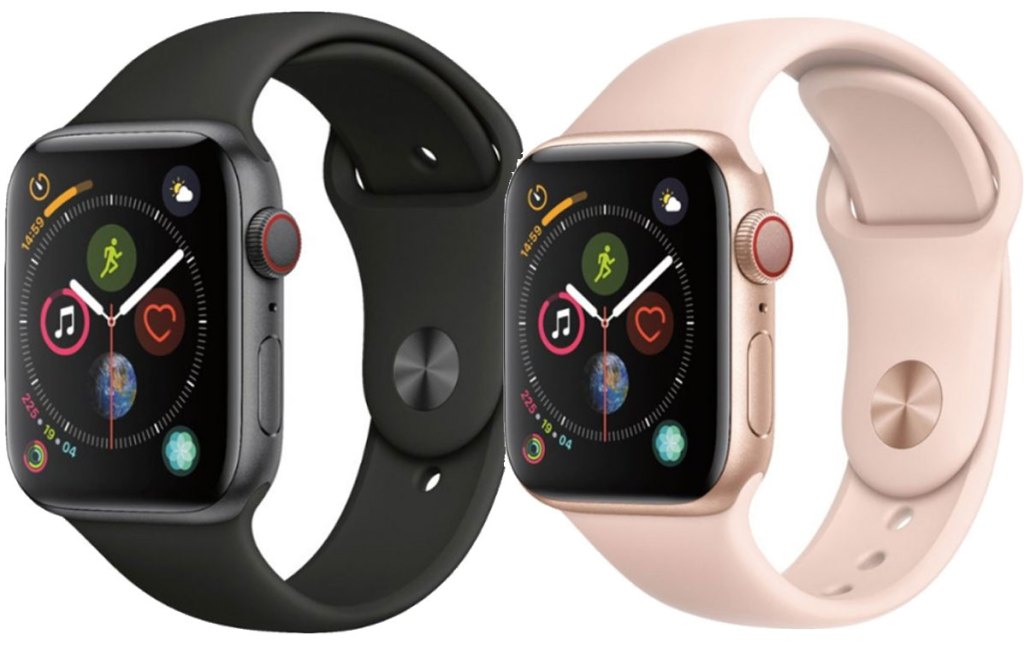 apple watches gps and cellular black and pink stock images