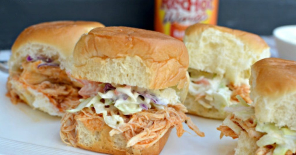 buffalo chicken sliders on a plate