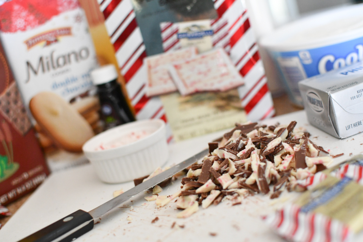 chopped up peppermint bark