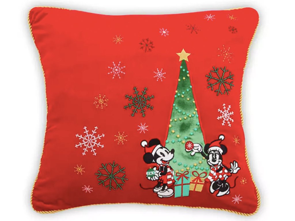 Mickey and Minnie Mouse Holiday Throw Pillow