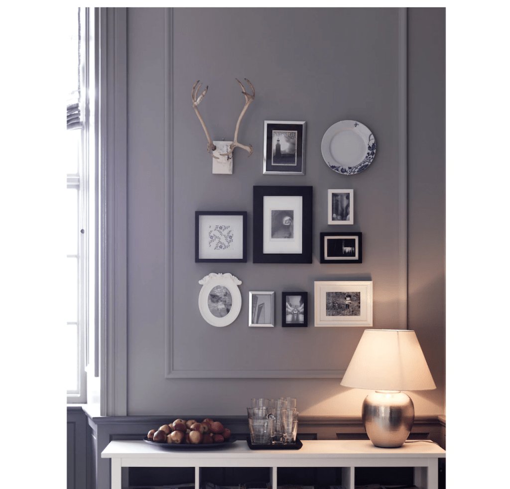 gallery wall with IKEA frames