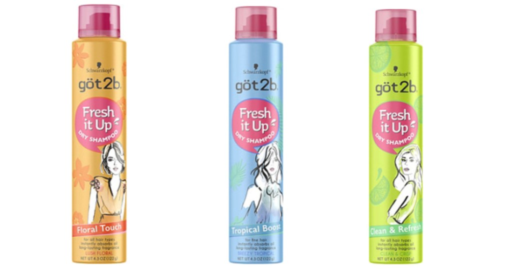 three got2b dry shampoos