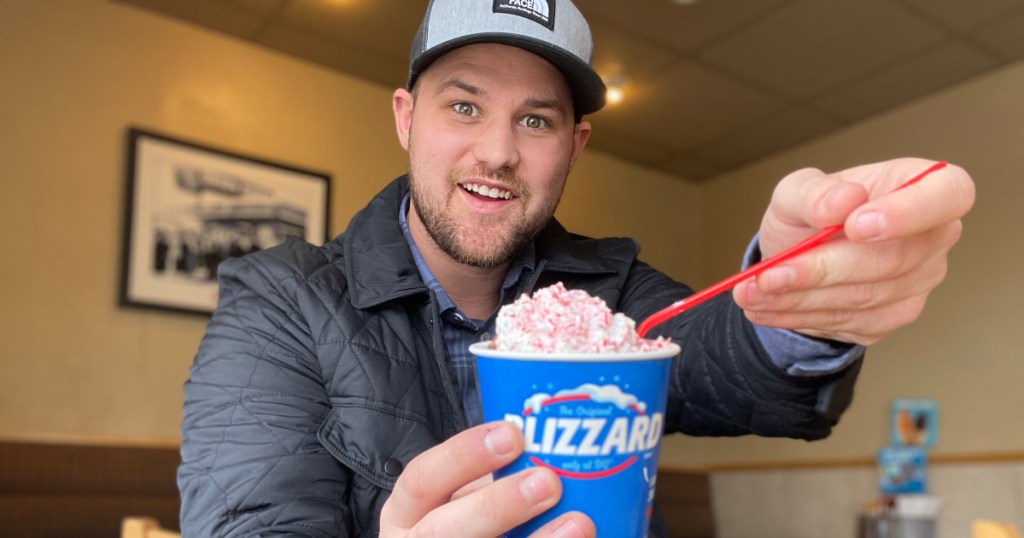 Man holding Dairy Queen blizzard